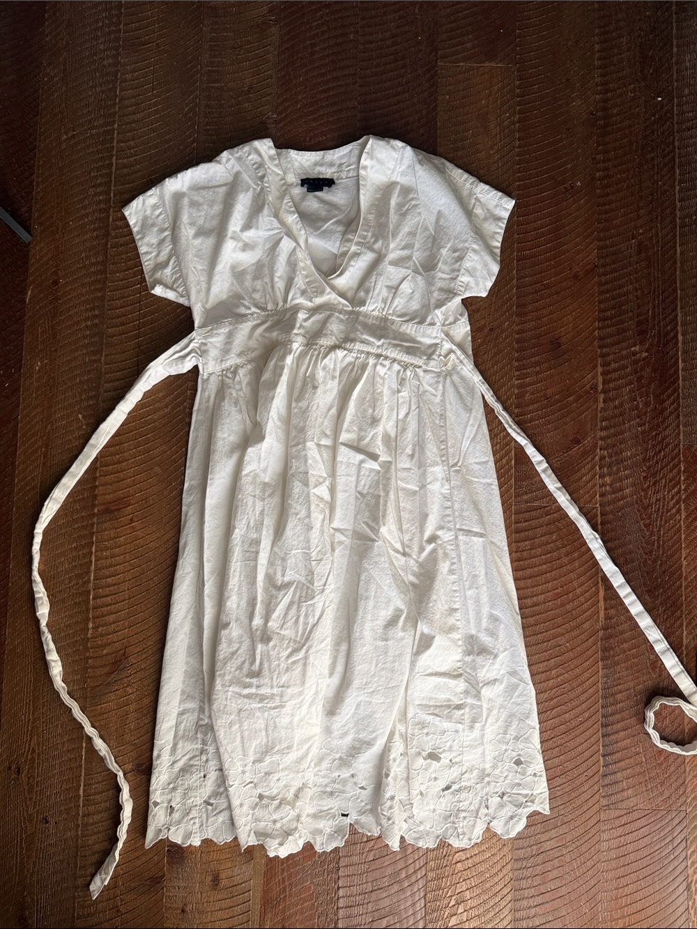 Hatch White Eyelet Tie-Waist Casual Dress